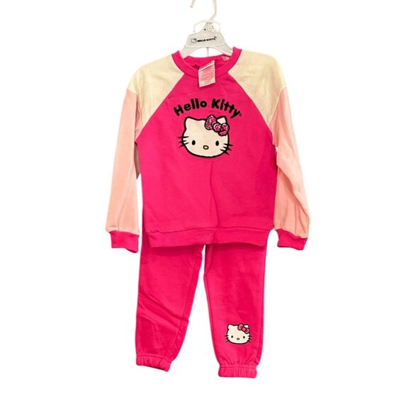 NWT Girls 4T Hello Kitty 2-piece Pink Jogger and Sweatshirt Set MSRP $34 - Picture 1 of 4